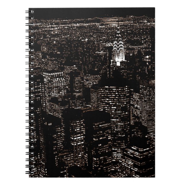 Cuaderno Skyline Nocturno Sepia de Nueva York (Frente)