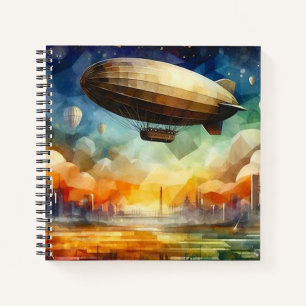 Cuaderno Skyline Steampunk con portátil espiral de Zeppelin
