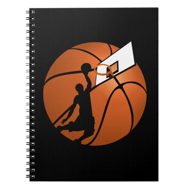 Cuaderno Slam Dunk Baloncesto Jugador con Hoop en una bola (Frente)
