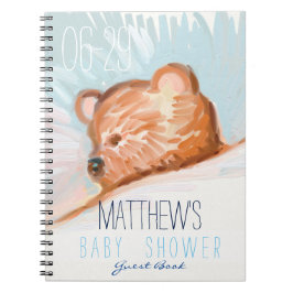 Cuaderno Sleeping Teddy Bear Baby Shower Guest Book