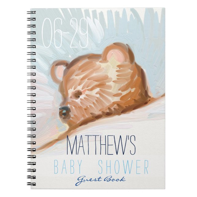 Cuaderno Sleeping Teddy Bear Baby Shower Guest Book (Frente)