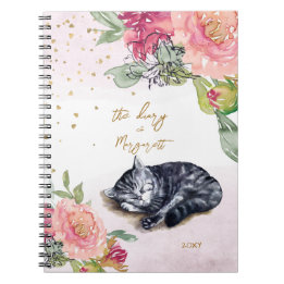 Cuaderno Sleepy Kitten Ilustracion Flower Girl Daily Diary