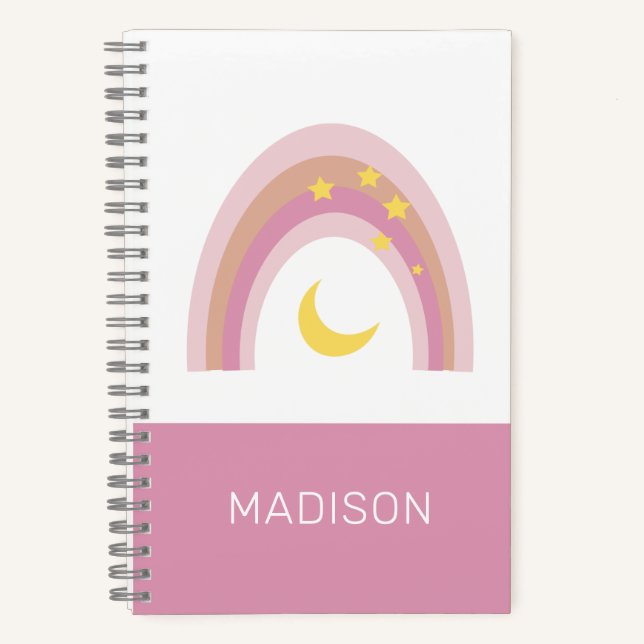 Cuaderno 'Sleepytime Rainbow', Bonito Boho Rosa personaliza (Anverso)