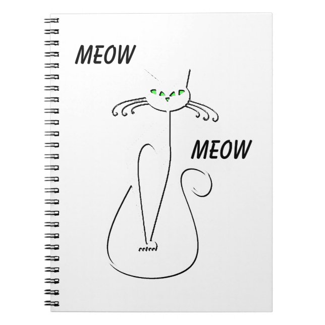 Cuaderno Slinky Black Cat Meow Meow Personalizado Textos Oj (Frente)