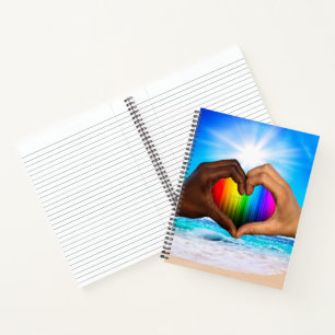 Cuaderno SlipperyJoe gradiente de corazón de arcoíris vívid