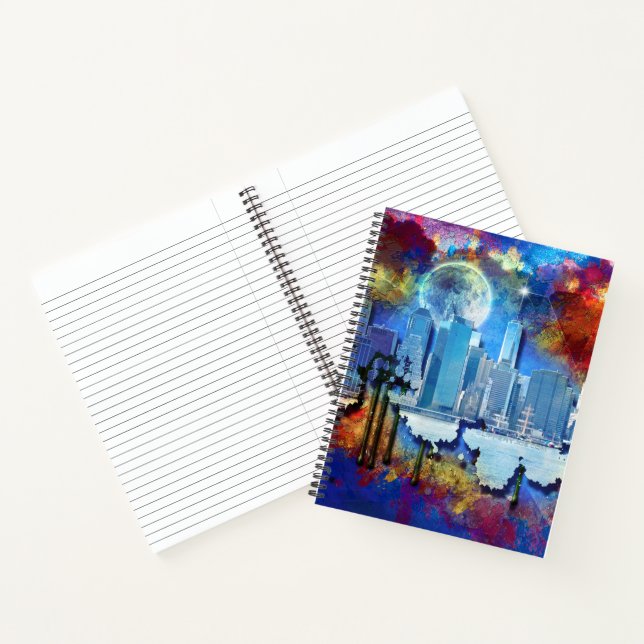 Cuaderno SlipperyJoe NYC grafiti luna rodeada de nubes dram (Interior)