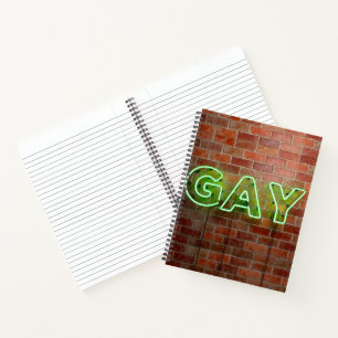 Cuaderno SlipperyJoe signo de neón gay brillante vivo