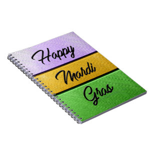 Cuaderno SlipperyJoe's Happy Mardi Gras morado de oro verde