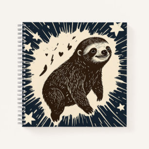 Cuaderno Sloth Sloth - Noche estrellada en lineas de Linocu