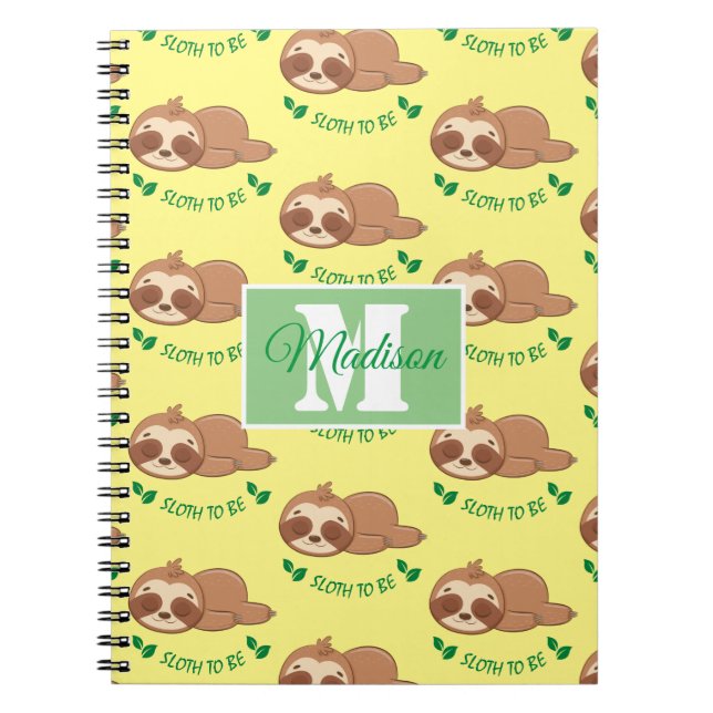 Cuaderno Sloth To Be | Funny Sleeping Sloth Pattern Name (Frente)