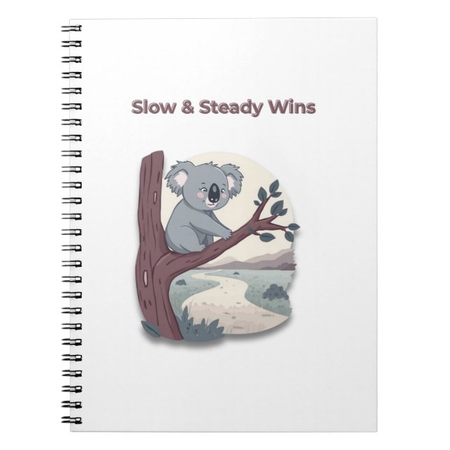 Cuaderno **"Slow & Steady Wins – Motivational Cute Koala "* (Frente)