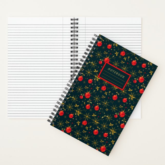 Cuaderno Small Festive Christmas Notebook - Red Ornaments (Interior)