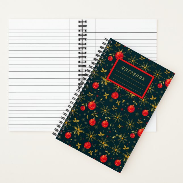 Cuaderno Small Festive Christmas Notebook - Red Ornaments (Interior)