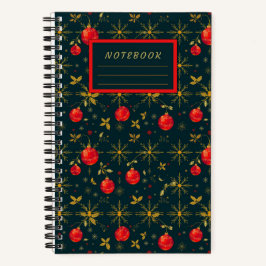 Cuaderno Small Festive Christmas Notebook - Red Ornaments