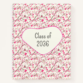 Cuaderno Smart Owls with Pink Blossoms,