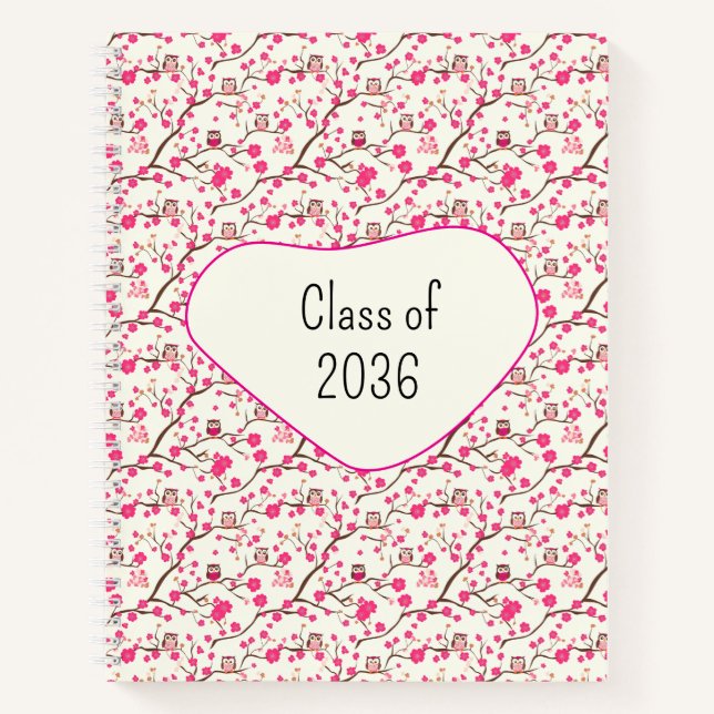 Cuaderno Smart Owls with Pink Blossoms, (Anverso)