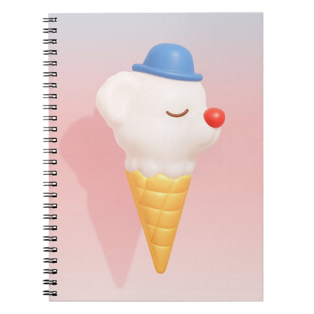 Cuaderno Smiley Cone: 3D Cute Dog Ice Cream Character Art (Frente)