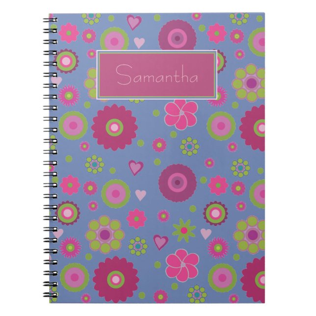 Cuaderno Snazzy Patrón de Flor Hippy Personalizado (Frente)