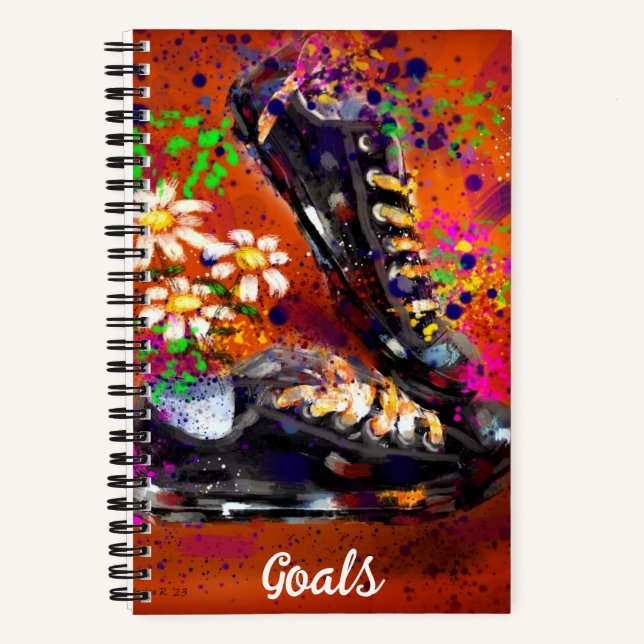 Cuaderno Sneakers and Daisies Impresionista Naranja Blanco (Anverso)