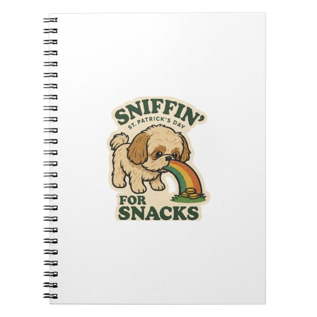 Cuaderno Sniffin 'Snacks Shih Tzu Día de San Patricio (Frente)