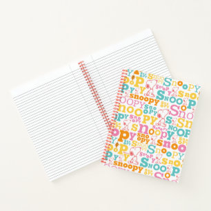 Cuaderno Snoopy Pastel Text Pattern