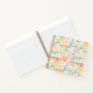 Cuaderno Snoopy Pastel Text Pattern