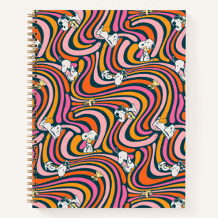 Cuaderno Snoopy & Woodstock Groovy Vibes Patrón púrpura