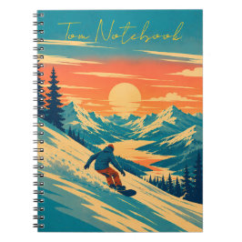 Cuaderno Snowboard Personalizado Montaña Atardecer Nombre P