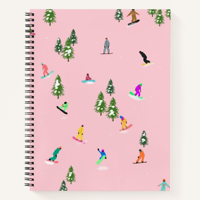 Cuaderno Snowboarders Rosado Snowboard Ilustracion (Anverso)
