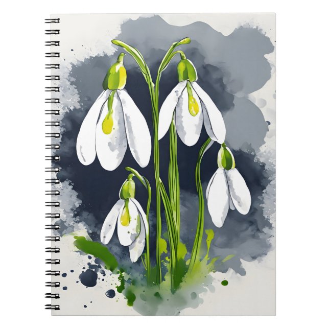Cuaderno Snowdrop - Flores acuarela (Frente)
