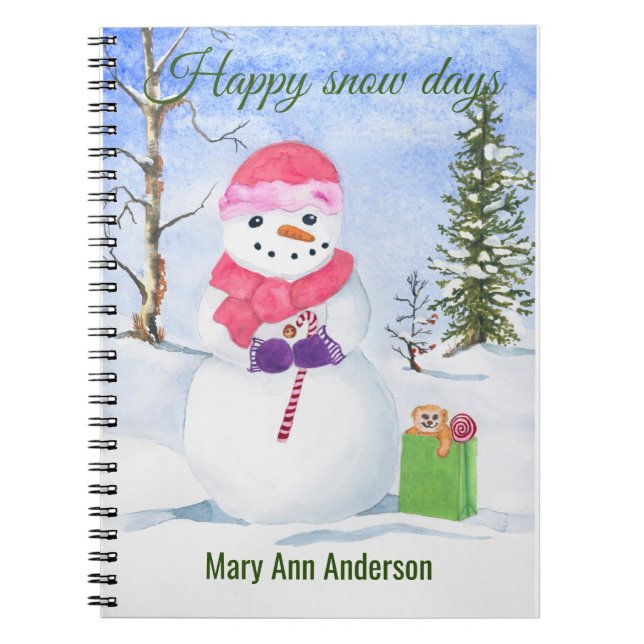 Cuaderno Snowman de la escena del invierno en un bloc de no (Frente)