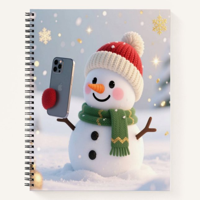 Cuaderno Snowman Selfie Christmas Notebook (Anverso)
