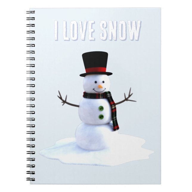 Cuaderno Snowman with hat and scarf. I Love Snow (Frente)