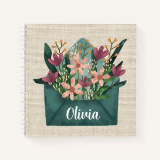 Cuaderno Sobre acuarela personalizado con flores