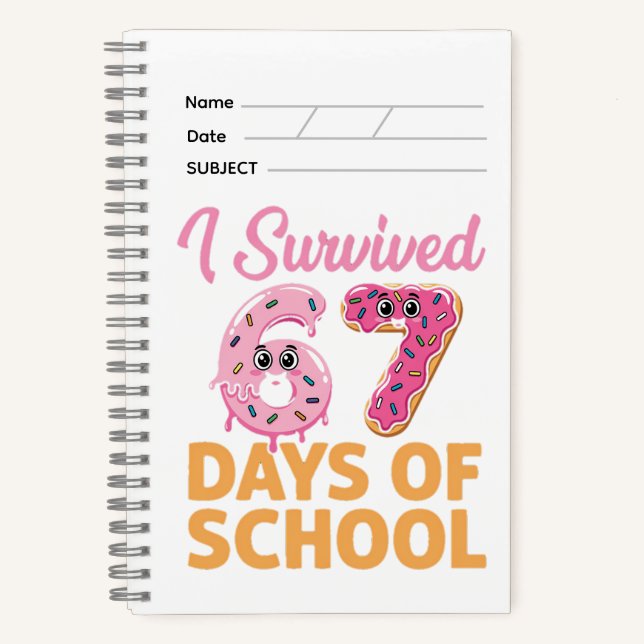 Cuaderno Sobreviví 67 Días de Escuela Donut Divertido  (Anverso)