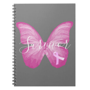 Cuaderno Sobreviviente de cáncer de mama con mariposa rosa