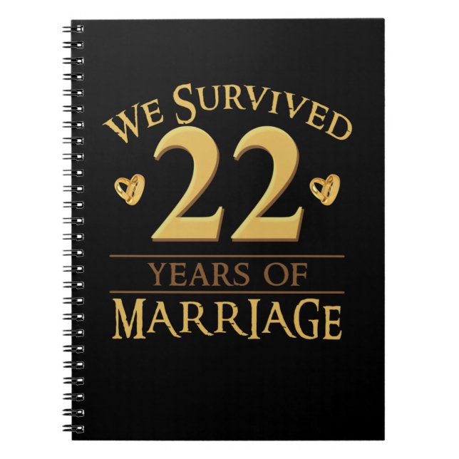 Cuaderno Sobrevivimos A 22 Años De Matrimonio Pareja 22 Año (Frente)