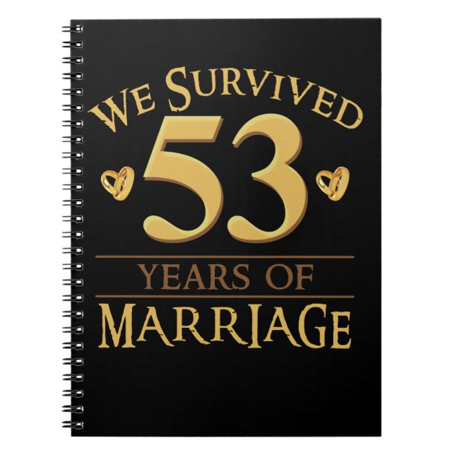 Cuaderno Sobrevivimos A 53 Años De Matrimonio Pareja 53 Año (Frente)