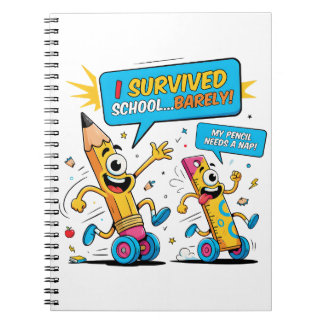 Cuaderno Sobrevivió Clase Lápiz Sueño Humor