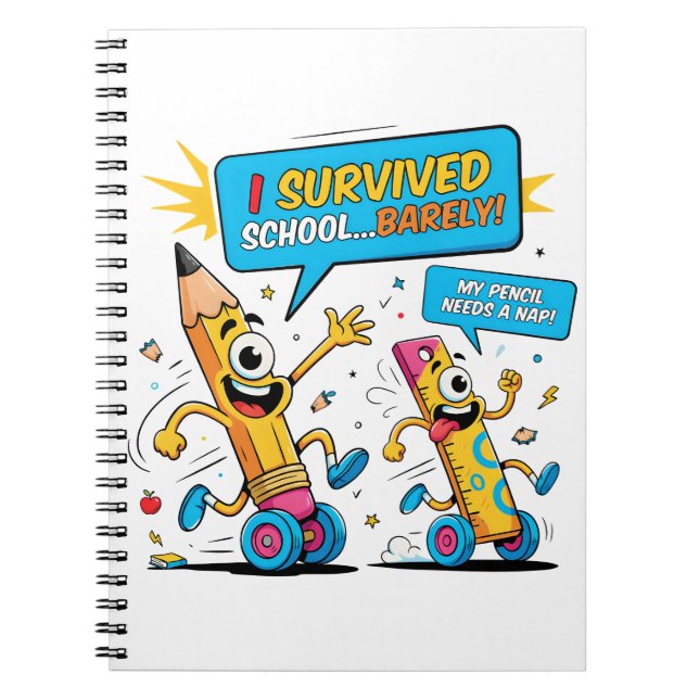 Cuaderno Sobrevivió Clase Lápiz Sueño Humor (Frente)