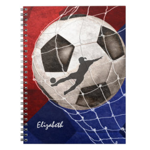 Cuaderno Soccer ball denting the net red blue girl's soccer