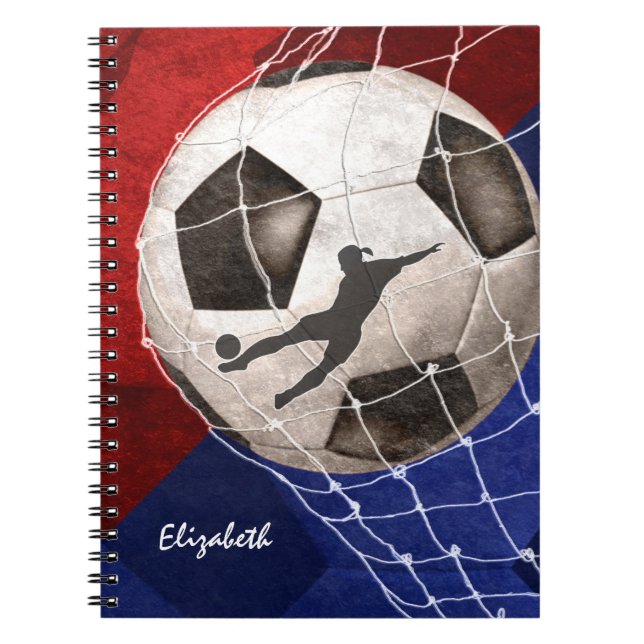 Cuaderno Soccer ball denting the net red blue girl's soccer (Frente)