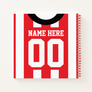 Cuaderno Soccer Rugby Red Stripes Personalizado Jersey