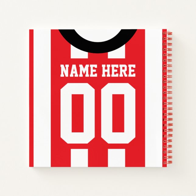 Cuaderno Soccer Rugby Red Stripes Personalizado Jersey (Reverso)