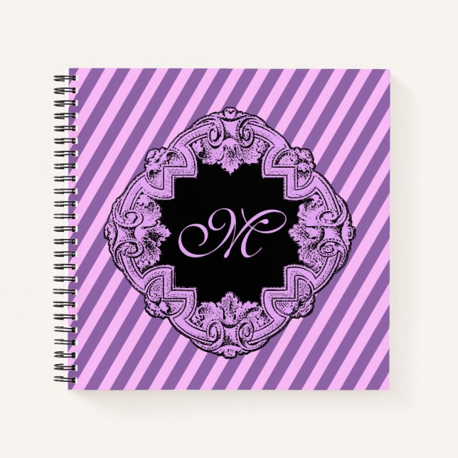 Cuaderno Sofisticada banda rosa monogramada (Anverso)