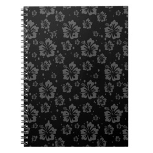 Cuaderno Sofisticada floral de color negro negro oscuro