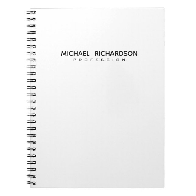 Cuaderno Sofisticado Personalizado Masculino Blanco Negro (Frente)
