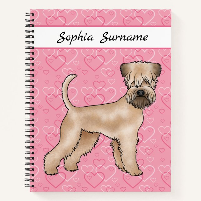 Cuaderno Soft-Coated Wheaten Terrier Corazones Rosas Y Text (Anverso)