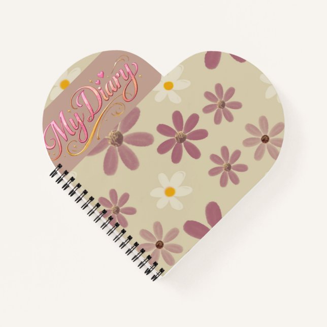 Cuaderno Soft Daisy Floral Pattern in Mauve & Cream Romanti (Anverso)