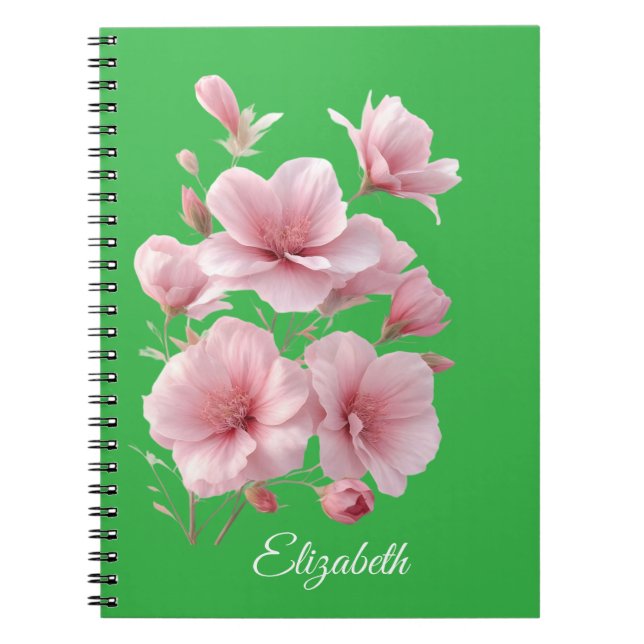 Cuaderno Soft Elegant Pink Floral Personalized (Frente)